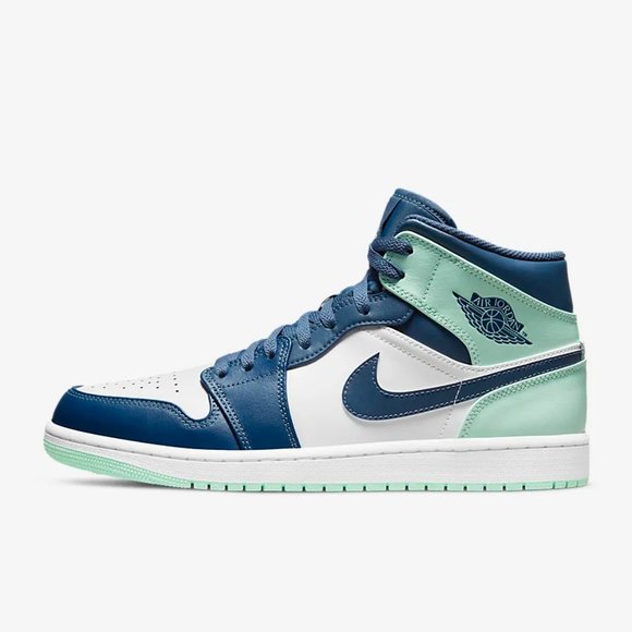 Air Jordan 1 Mid Men\'s Sneakers Mystic Navy/White/Mint Foam - USA Size: 10 main image 4